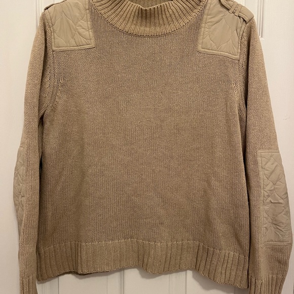 525 America, Mock Neck Patch Sweater, Tan, Size M - Picture 2 of 6